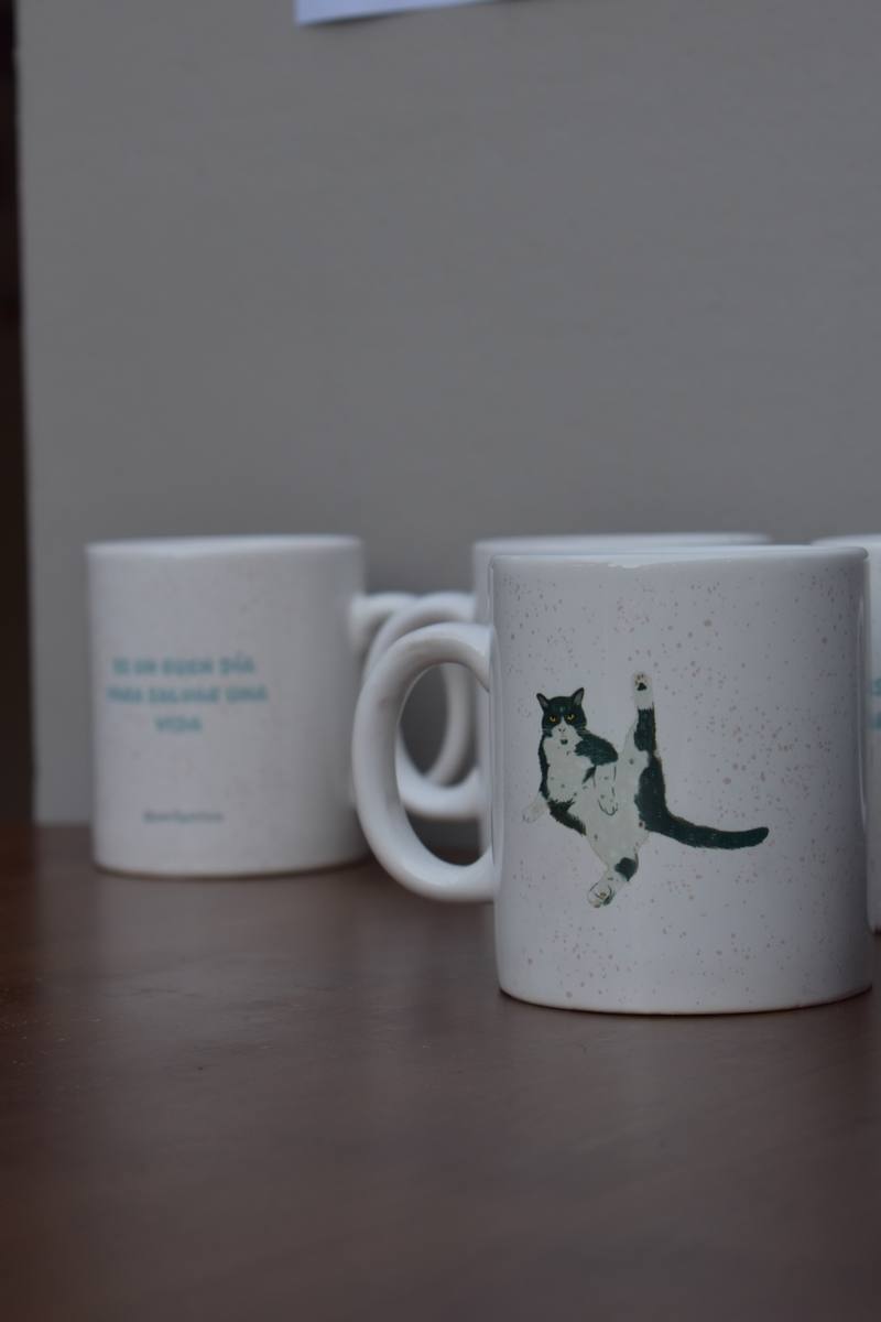Tazas ilustradas con gatos